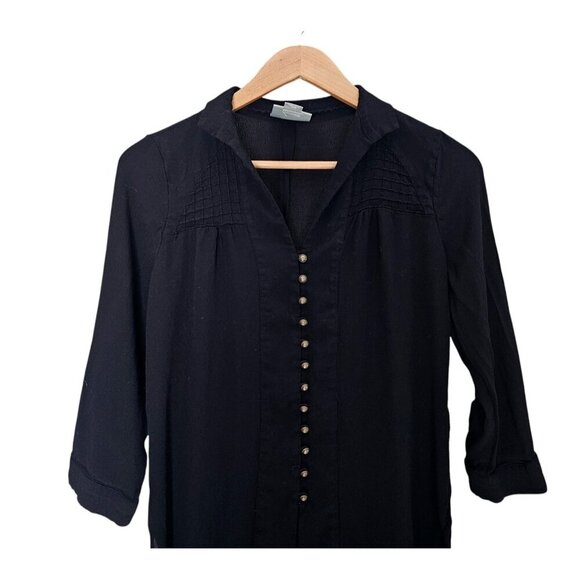Women's - Maeve Ceycen Black Button Down Tunic, Size Small - Picture 4 of 10